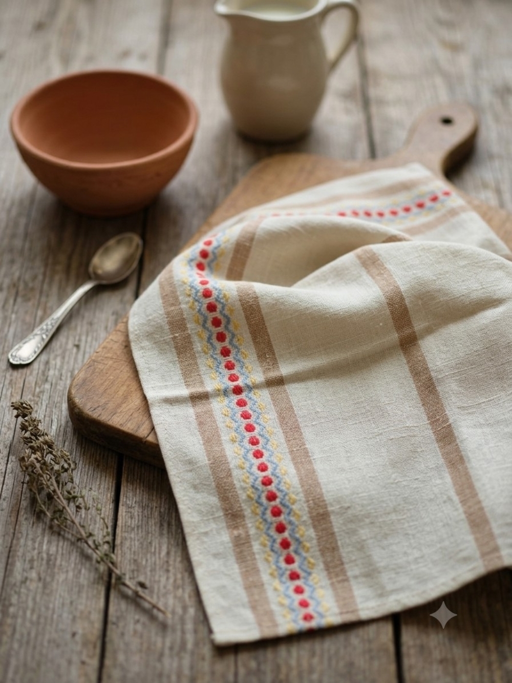 Vintage Linen Cotton Kitchen Towel Made in Romania NWT